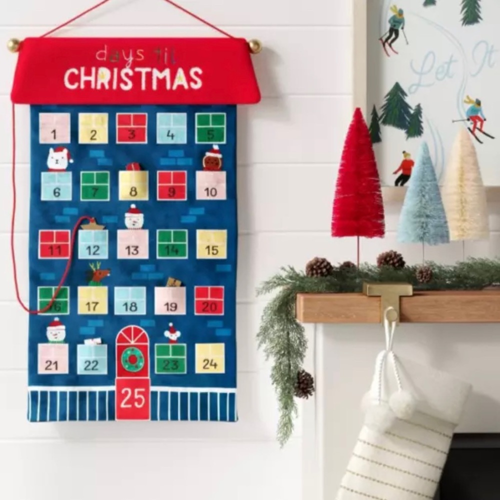 21" Fabric 'Days 'til Christmas' Hanging Advent Calendar Blue/Red - Wondershop